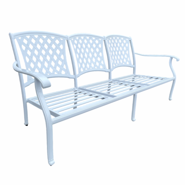 Aluminium Morris 3 Seater White with beige cushions - Image 3