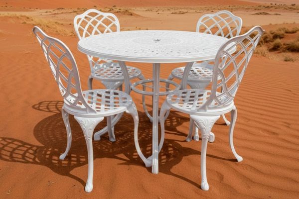 Aluminium-Coral-4-Seater-Dining-Set-White