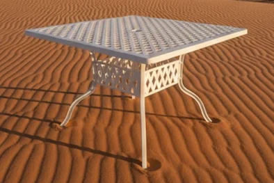 Aluminium 4 Seater Dining Table White 1000 Square