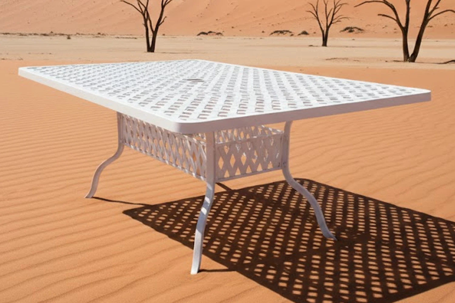 Aluminium 6 Seater Dining Table White 1830 Rectangle