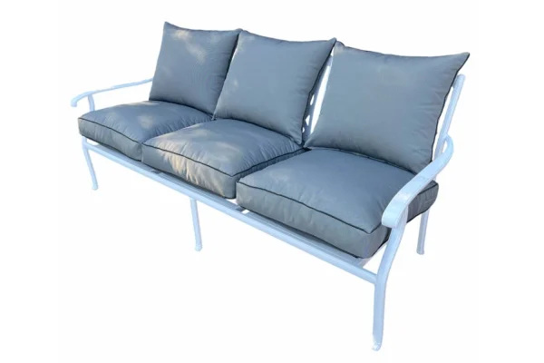 Aluminium Morris 3 Seater White with charcoal cushions