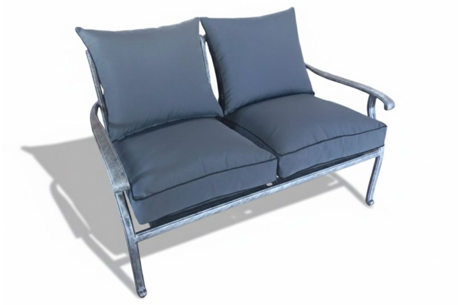 Aluminium-Morris-2-Seater-Silver-with-Charcoal-Cushions-Set