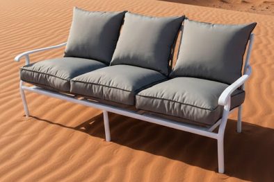 Aluminium Morris 3 Seater White with charcoal cushions