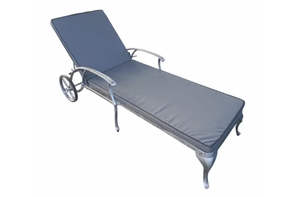 Aluminium Sun Lounger Silver with Deluxe Charcoal Cushion