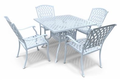 Aluminium Tuscan 4 Seater Dining Set White 1000mm Square