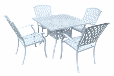 Aluminium Tuscan 4 Seater Dining Set White 1000mm Square