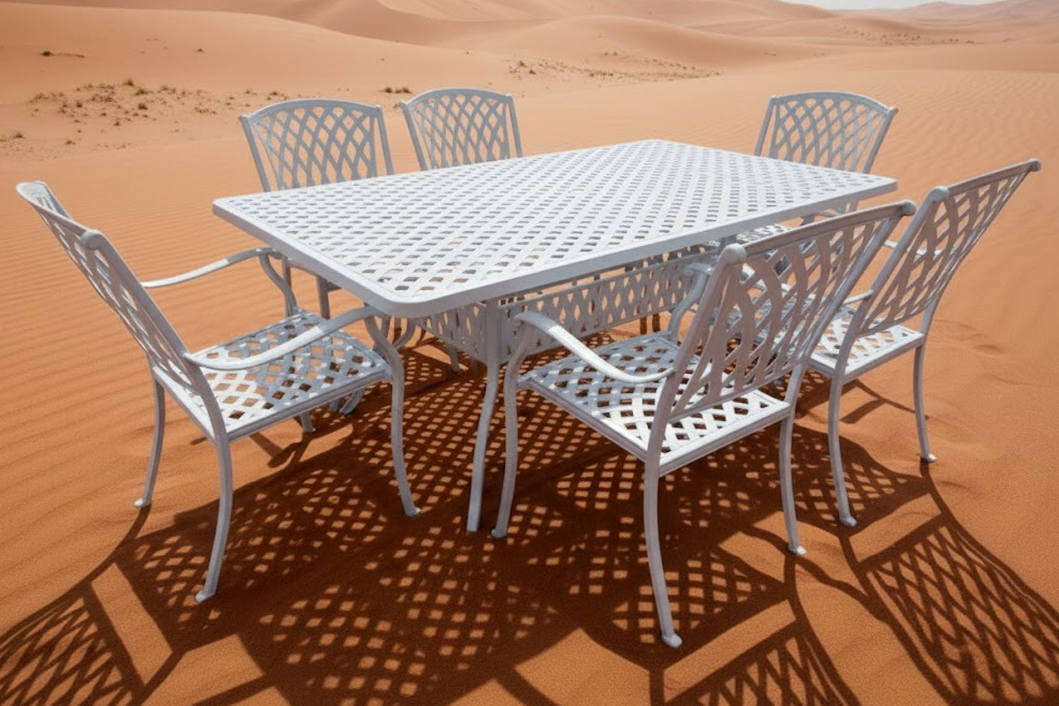 Aluminium Tuscan 6 Seater Dining Set White