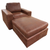 Genuine Full Leather Mode Comfort Armchair and Ottoman - Exotic Brandy