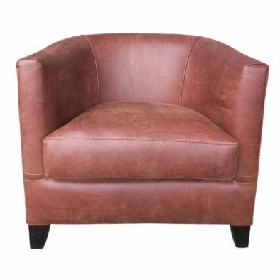 Classica Tub Chair - Exotic Genuine Full Leather Brandy