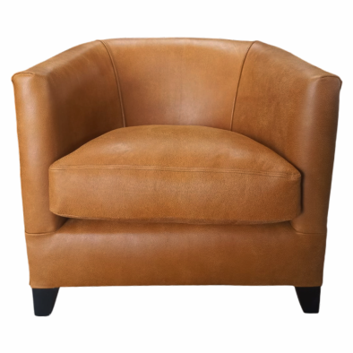 Genuine Full Leather Classica Tub Chair - Exotic W/Tan