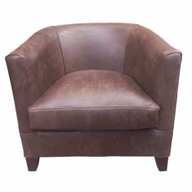 Classica Tub Chair - Exotic Genuine Full Leather W/Brown