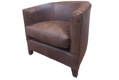 Genuine Full Leather Classica Tub Chair - Exotic W-Brown