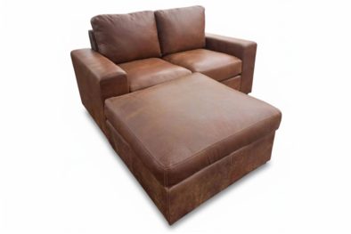 Genuine Full Leather Mode Comfort 2 Seater with Ottoman Exotic Brandy
