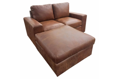 Genuine Full Leather Mode Comfort 2 Seater with Ottoman Exotic Brandy