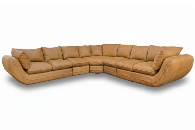 Genuine Full Leather Regale 7 Seater Corner Couch - Exotic Tan
