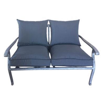 Aluminium Morris 2 Seater Silver with Charcoal Cushions Set