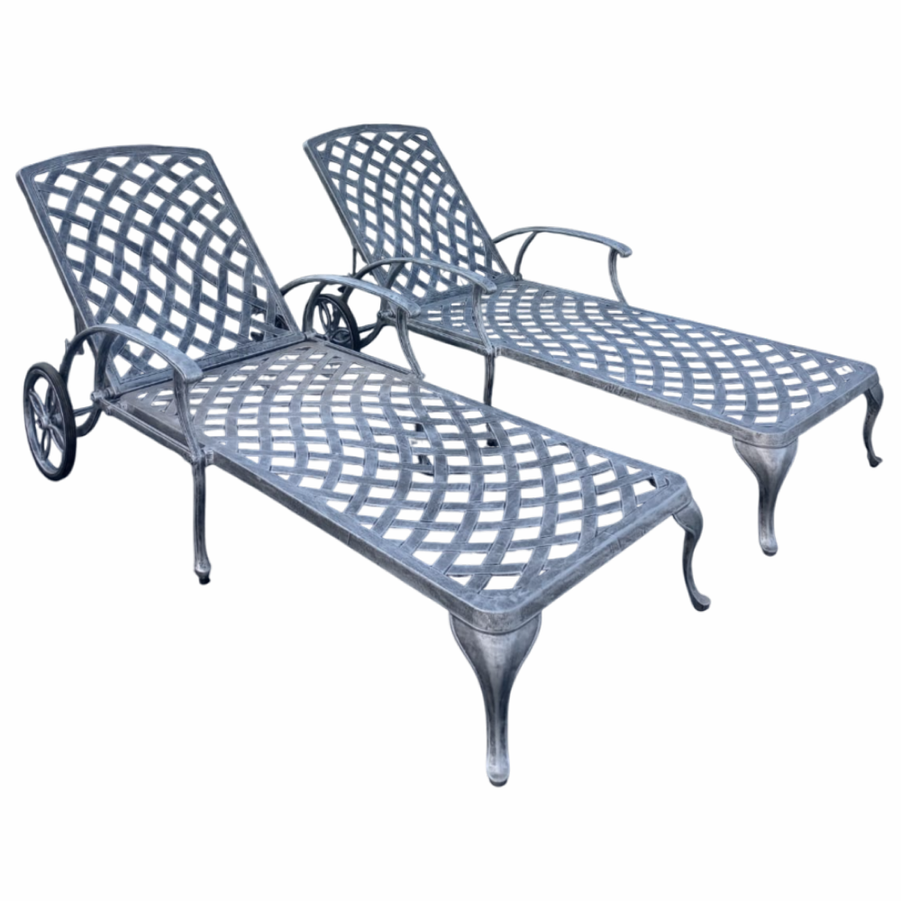 Aluminium Sun Lounger Silver Set
