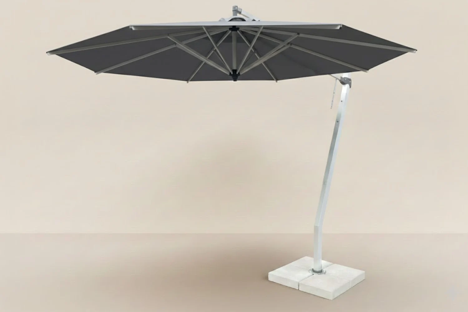 Primo-Round-Cantilever-Umbrella-Charcoal---3.2-Meter-Tilt-and-Swivel
