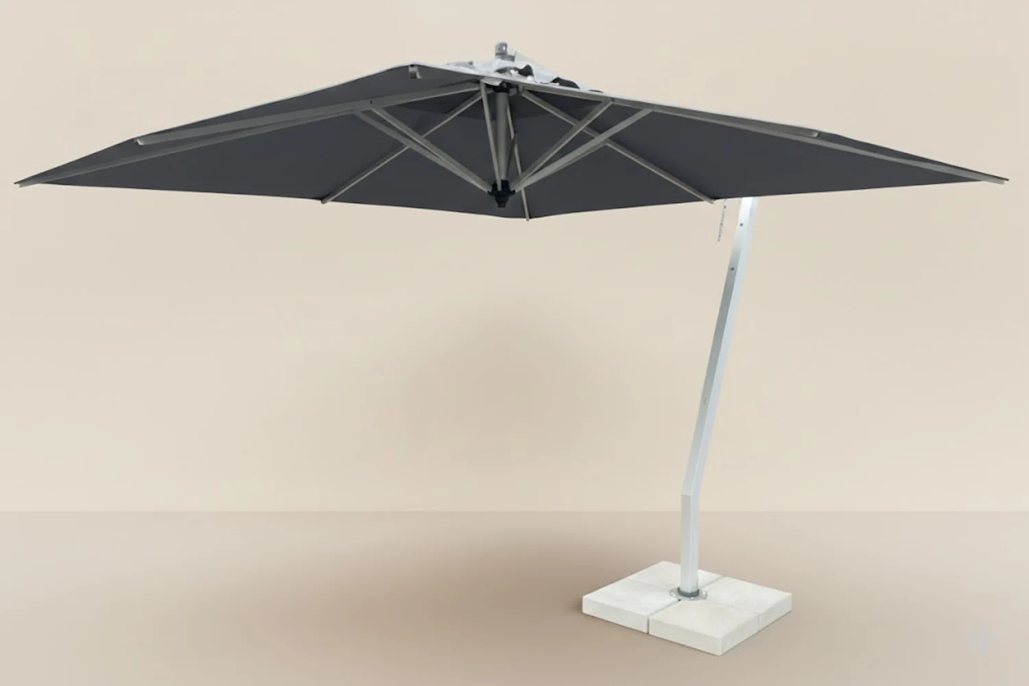 Primo-Square-Cantilever-Umbrella-Charcoal---3-Meter-Tilt-and-Swivel