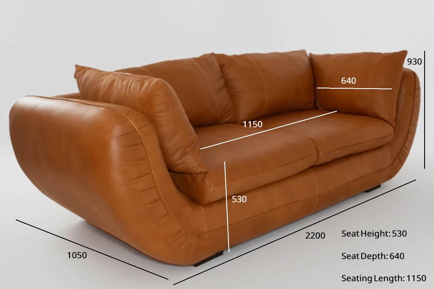 Regale Comfort Genuine Leather Sofa 2-Seater | x1 Ottoman (Exotic Tan) - Image 4