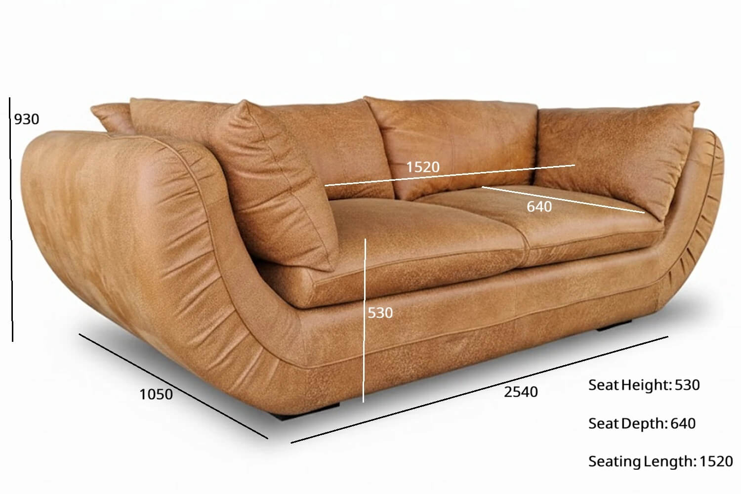 Regale Comfort Genuine Leather Sofa 3-Seater (Exotic Tan) - Image 12