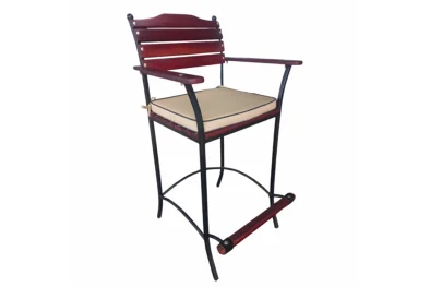 Solid Hardwood Teak Bar Chair with Beige Cushion