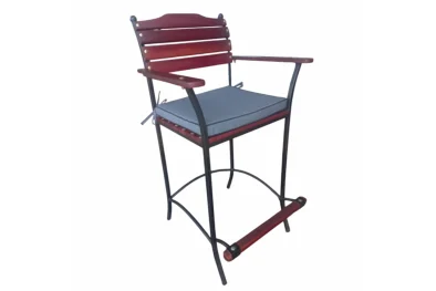 Solid Hardwood Teak Bar Chair with Charcoal Cushion