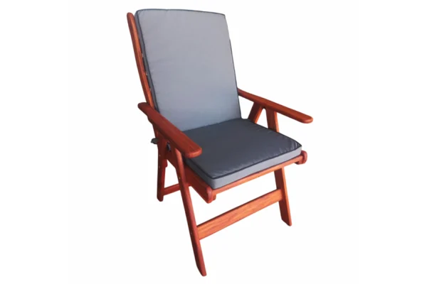 Solid Hardwood Teak Patio Highback Dining Chair with Charcoal Cushion