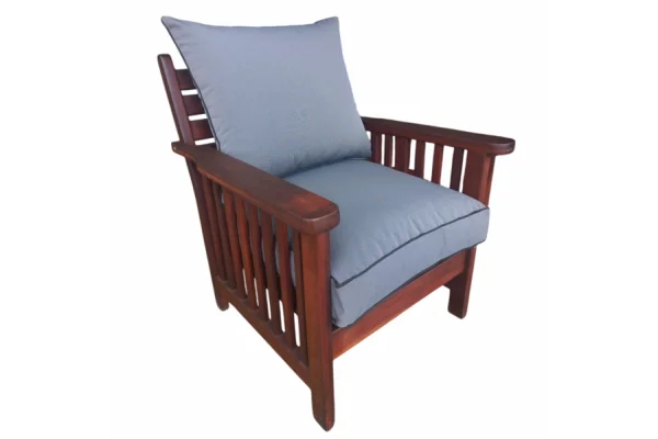Solid Hardwood Teak Patio Morris Chair with Charcoal Cushions