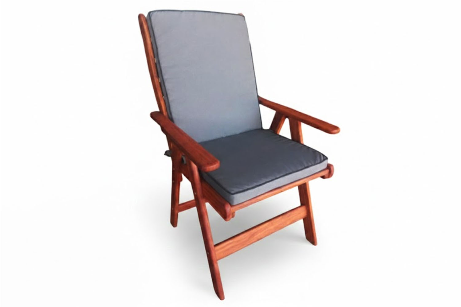 Solid Hardwood Teak Patio Highback Dining Chair with Charcoal Cushion