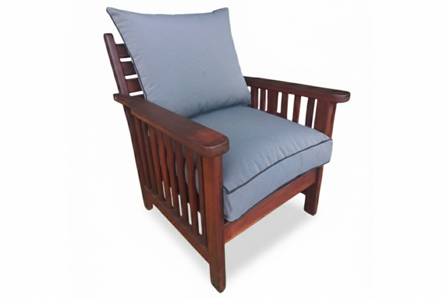 Solid Hardwood Teak Patio Morris Chair with Charcoal Cushions