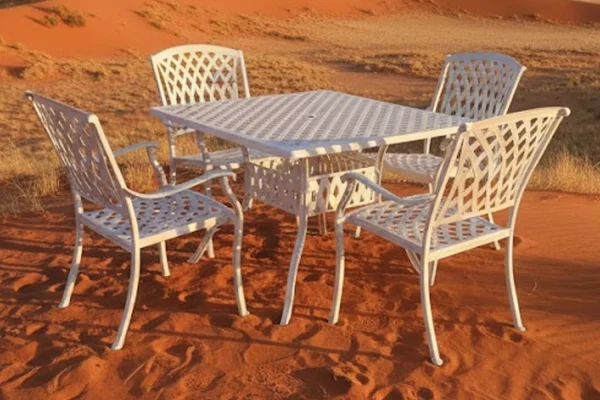 Aluminium Tuscan 4 Seater Dining Set White 1000mm Square