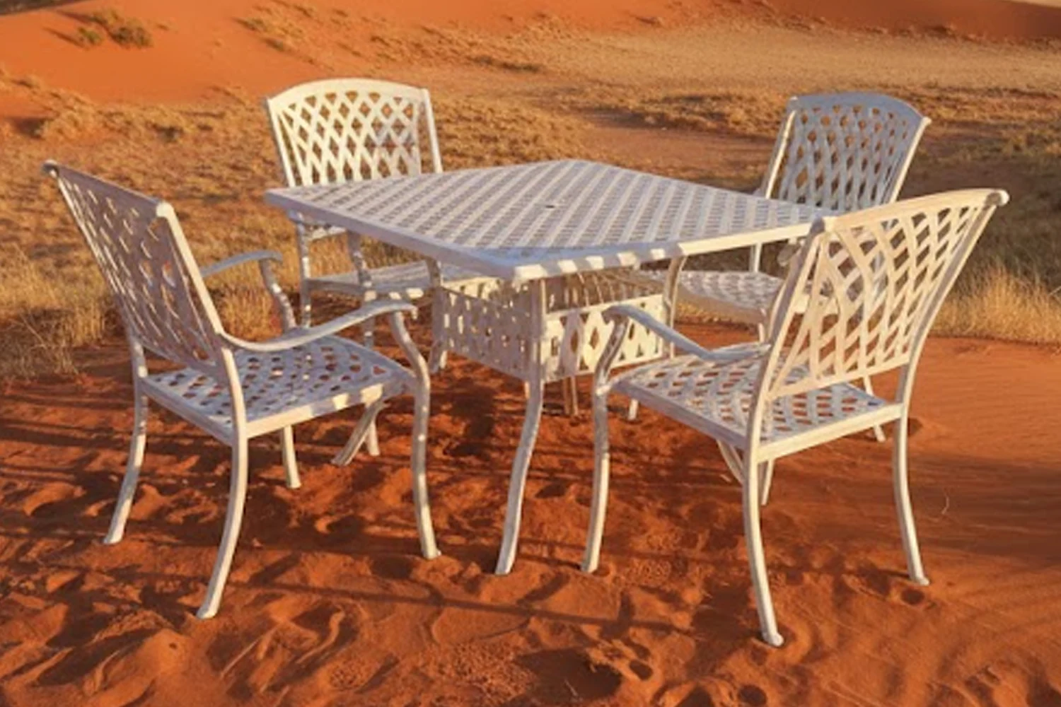 Aluminium Tuscan 4 Seater Dining Set White 1000mm Square