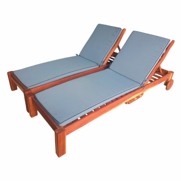 Zambezi Teak 2 Piece set Special (2 Sun loungers) with Universal Charcoal Cushions