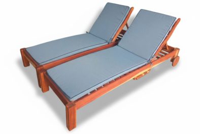 Zambezi Teak 2 Piece set Special (2 Sun loungers) with Universal Charcoal Cushions