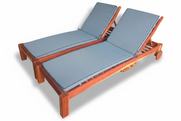 Zambezi Teak 2 Piece set Special (2 Sun loungers) with Universal Charcoal Cushions
