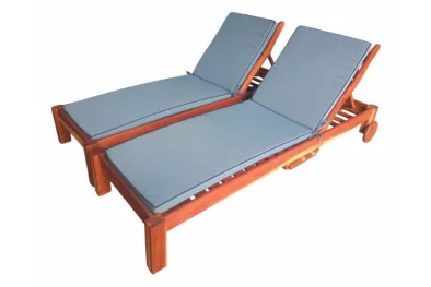 Zambezi Teak 2 Piece set Special (2 Sun loungers) with Universal Charcoal Cushions