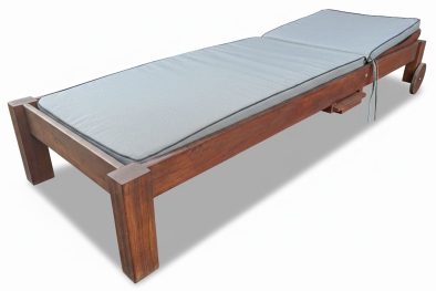 Zambezi Teak Sun Lounger with Universal Charcoal Cushion flat