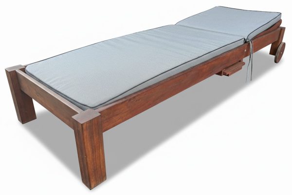 Zambezi Teak Sun Lounger with Universal Charcoal Cushion flat