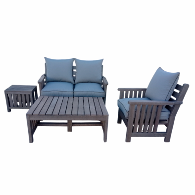 Royal Morris 3 Seater Set, 1x 1 Seater, 1x 2 Seater, Coffee Table and Side Table - Including Charcoal Cushions (RECYCLED PLASTIC)