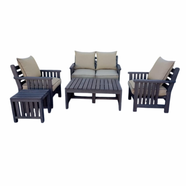 Royal Morris 4 Seater Set, 2x 1 Seater, 1x 2 Seater, Coffee Table and Side Table - Including Beige Cushions (RECYCLED PLASTIC) - Image 3