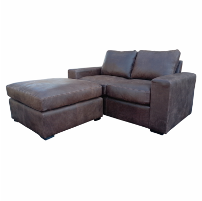 Mode Comfort 2 Seater with Ottoman Genuine Exotic Leather W/Brown
