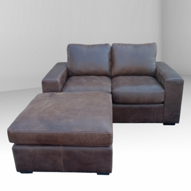 Mode Comfort 2 Seater with Ottoman Genuine Exotic Leather W/Brown