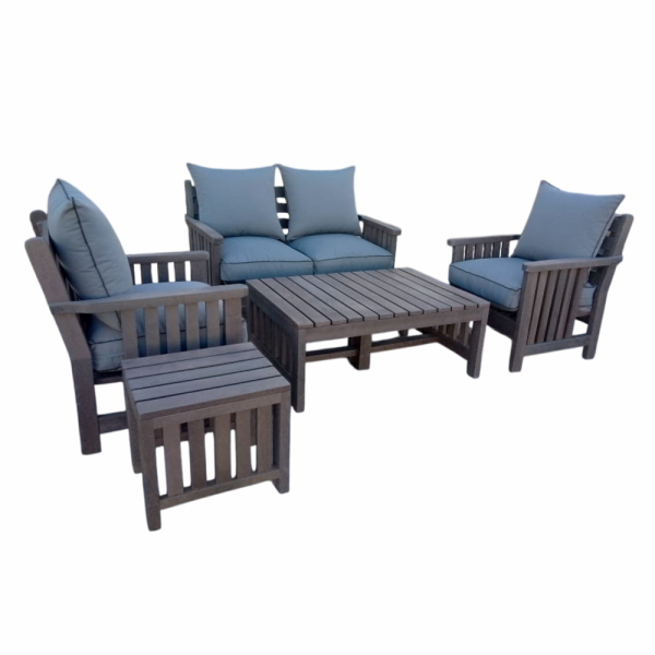 Royal Morris 4 Seater Set, 2x 1 Seater, 1x 2 Seater, Coffee Table and Side Table - Including Charcoal Cushions (RECYCLED PLASTIC) - Image 3