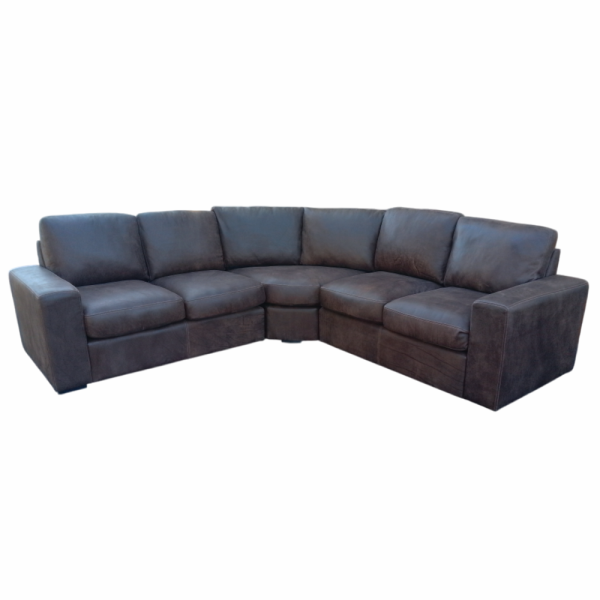 Mode 5 Seater Corner Couch - Exotic Genuine Full Leather W/Brown