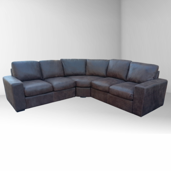 Mode 5 Seater Corner Couch with Ottoman - Exotic Genuine Full Leather W/Brown - Image 2