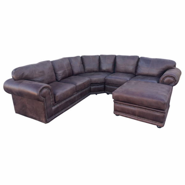 Afrikan Comfort 5 Seater Corner Universal Chaise Set Special (modular ottoman) - Exotic Genuine Full Leather W-Brown