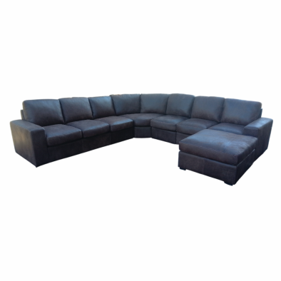Mode 7 Seater Corner Couch with Ottoman - Exotic Genuine Full Leather W/Brown