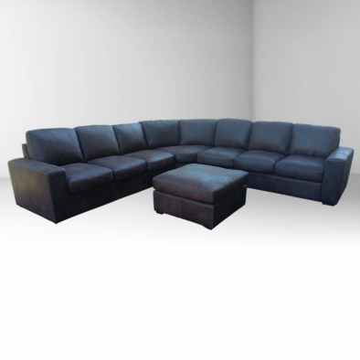 Mode 7 Seater Corner Couch with Ottoman - Exotic Genuine Full Leather W/Brown
