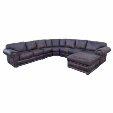 Afrikan Comfort 7 Seater Corner Universal Chaise Couch Set Special (modular ottoman) - Exotic Genuine Full Leather W/Brown